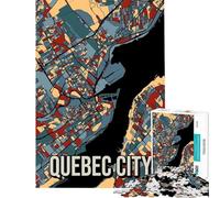 Puzzle da 1000 pezzi per ragazzi mappa di Quebec City con tonalità della terra arte da viaggio gioco educativo sfida giocattolo educativo difficile lavoro artistico regalo (dimensioni 38x52cm)