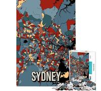 Puzzle da 1000 pezzi per ragazzi mappa di Sydney colori della terra gioco artistico da viaggio gioco intellettuale rilassante adatto alle coppie regalo divertente (dimensioni 38x26cm)
