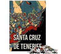 Puzzle da 1000 pezzi per ragazzi mappa vintage della città di Santa Cruz de Tenerife puzzle per adulti antistress interazione genitore-figlio regalo di compleanno regali (75x50cm/1000pcs)