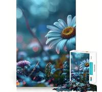 Puzzle da 1000 pezzi per ragazzi,margherita blu in un campo,disegno a intaglio preciso,gioco per allenare la mente,momento di relax,divertimento per il compleanno 38x26cm