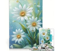 Puzzle da 1000 pezzi per ragazzi margherite bianche con gocce d'acqua gioco pratico per divertimento in famiglia adatto come decorazione da scrivania 50x75cm