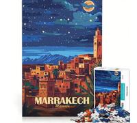 Puzzle da 1000 pezzi per ragazzi Marrakech Marocco Notte Poster di viaggio Giochi educativi Assemblaggio di modelli Collezione d'artista Belle arti 50x75cm