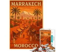 Puzzle da 1000 pezzi per ragazzi Marrakech Marocco poster di viaggio divertimento a casa corsa di velocità manuale gioco pratico per ragazzi dai 14 anni in su (50x75cm)