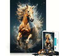 Puzzle da 1000 pezzi per ragazzi,marrone,selvaggio,carino,cavallo da corsa,design finemente tagliato,gioco di concentrazione,regalo,momento di pace,gioco,regalo di Natale,tempo libero (38x52cm)