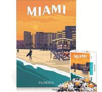 Puzzle da 1000 pezzi per ragazzi Miami Florida USA a tema viaggi gioco pratico migliora la memoria compleanno e Natale 38x52cm