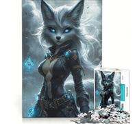 Puzzle da 1000 pezzi per ragazzi: Mistica volpe guerriera con occhi luminosi gioco interattivo migliora la memoria compleanno e Natale 38x52cm