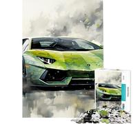 Puzzle da 1000 pezzi per ragazzi modello Lamborghini verde difficile e stimolante decorazione per la casa antistress adatto a partire dai 14 anni (50x75cm)