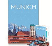 Puzzle da 1000 pezzi per ragazzi,Monaco di Baviera,Germania,viaggio,taglio liscio,gioco,esercizio per la mente,momento di relax,attività per compleanno (38x52cm)
