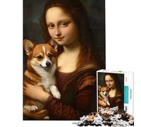 Puzzle da 1000 pezzi per ragazzi Monna Lisa con Corgi gioco pratico giocattolo avvincente per coltivare la pazienza ottimo regalo sfida impegnativa (dimensioni 50x75cm)