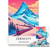 Puzzle da 1000 pezzi per ragazzi, Montagna del Cervino, Ferrovia, Giocattolo decorativo da parete, Migliora la memoria, compleanno e Natale 50x75cm
