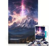 Puzzle da 1000 pezzi per ragazzi montagna fulmine tempesta giocattolo fai-da-te migliora la memoria con pezzi di forma casuale completamente ad incastro 38x26cm