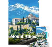 Puzzle da 1000 pezzi per ragazzi Monte Athos Grecia gioco antistress regalo di compleanno per amici e familiari (dimensioni 50x75cm)