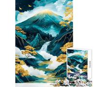 Puzzle da 1000 pezzi per ragazzi Monte Fuji cielo stellato oro e blu arte rilassante giochi per famiglie decorazione per la casa giocattoli che migliorano l'amore tra le coppie (38x26cm)