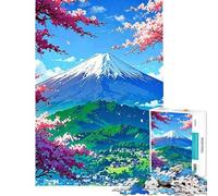 Puzzle da 1000 pezzi per ragazzi Monte Fuji con fiori di ciliegio giocattolo per ragazzi decorazione da parete regalo per amici e familiari per rafforzare i ricordi (dimensioni 38x26cm)