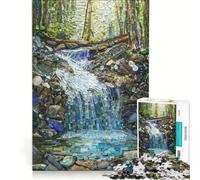 Puzzle da 1000 pezzi per ragazzi mosaico con cascata nel bosco gioco pratico divertente e spiritoso regalo per amici e familiari 38x26cm