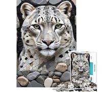 Puzzle da 1000 pezzi per ragazzi mosaico con ritratto di leopardo delle nevi gioco rilassante giocattolo avvincente per coltivare la pazienza idee regalo apprendimento educativo (dimensioni 38x26cm)