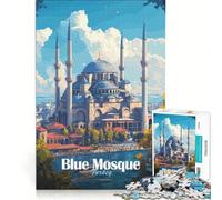 Puzzle da 1000 pezzi per ragazzi, Moschea Blu di Istanbul, giocattolo educativo, decorazione per la casa, compleanni e altre occasioni 38x52cm
