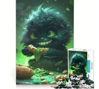 Puzzle da 1000 pezzi per ragazzi mostro verde scuro non peloso gioco educativo allena la mente e la mano regalo per amici e familiari 50x75cm