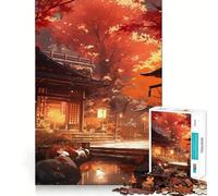 Puzzle da 1000 pezzi per ragazzi,motivo ciliegio in fiore,casa giapponese,design finemente intagliato,gioco di concentrazione,regalo,momento di pace,gioco,regalo di Natale,svago (50x75cm)