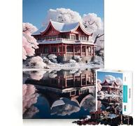 Puzzle da 1000 pezzi per ragazzi,motivo ciliegio in fiore,casa giapponese,gioco di incastri fini,divertente e stimolante per la mente,ideale come regalo di compleanno (50x75cm)