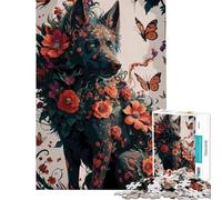 Puzzle da 1000 pezzi per ragazzi motivo floreale lupo e farfalle Puzzle per adulti gioco rompicapo un'opera d'arte Regalo di Natale e compleanno (dimensioni 38x52cm)