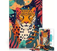 Puzzle da 1000 pezzi per ragazzi,motivo ghepardo astratto,design piatto e finemente tagliato,gioco di concentrazione,regalo per momenti di pace,regalo di Natale per il tempo libero (38x52cm)