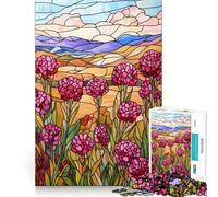 Puzzle da 1000 pezzi per ragazzi, motivo vetrata, montagna e prato, con bordi netti, gioco di concentrazione mentale, gioco lento, divertente, regalo di compleanno (50x75cm)