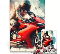 Puzzle da 1000 pezzi per ragazzi moto Ducati rossa gioco impossibile interazione genitore-figlio regalo di Natale o compleanno 38x26cm