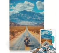 Puzzle da 1000 pezzi per ragazzi: Moto su una strada nel deserto Decorazione da parete Giocattolo per passare il tempo durante le vacanze Per rafforzare l'amore tra le coppie 38x52cm