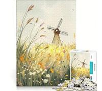 Puzzle da 1000 pezzi per ragazzi: Mulino a vento in un campo gioco pratico divertente e spiritoso ideale come regalo di compleanno o per occasioni speciali 38x52cm