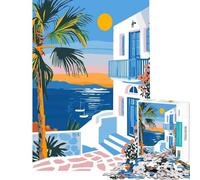 Puzzle da 1000 pezzi per ragazzi Mykonos Grecia Sera Arte Gioco educativo Giocattoli educativi Giochi educativi Regali di compleanno Modello da assemblare (Dimensioni 50x75cm)