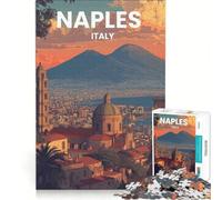 Puzzle da 1000 pezzi per ragazzi Napoli Italia paesaggio urbano con il Vesuvio giochi educativi assemblaggio di modelli collezione d'artista belle arti 38x26cm
