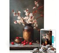 Puzzle da 1000 pezzi per ragazzi, natura morta floreale con ciliegie, giochi educativi, assemblaggio di motivi, collezione d'artista, belle arti 50x75cm