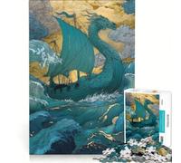 Puzzle da 1000 pezzi per ragazzi: Nave drago in mare in tempesta, gioco educativo, decorazione da parete, per rafforzare l'amore tra le coppie 38x26cm