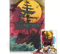 Puzzle da 1000 pezzi per ragazzi, Nave fantasma a vele spiegate, Giochi rilassanti, Decorazione per la casa, Adatto per la decorazione della scrivania 38x26cm