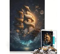 Puzzle da 1000 pezzi per ragazzi, Nave pirata fantasma volante, gioco impossibile, difficile e stimolante, compleanno e Natale 50x75cm