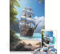 Puzzle da 1000 pezzi per ragazzi, nave pirata fantasy, gioco divertente, stimolante da completare, ideale come regalo per tutta la famiglia 38x52cm