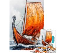 Puzzle da 1000 pezzi per ragazzi nave vichinga a vela puzzle per adulti giochi rilassanti un'opera d'arte regalo antistress (dimensioni 38x52cm)