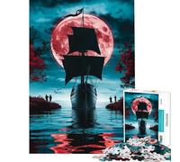Puzzle da 1000 pezzi per ragazzi Navigazione sotto la Luna di Sangue Divertimento a casa decorazioni artistiche per la casa giochi per famiglie adatto a persone dai 14 anni in su (38x26cm)
