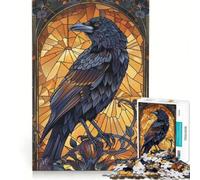 Puzzle da 1000 pezzi per ragazzi, Nido del corvo, vetrata artistica, gioco educativo, regalo di compleanno, ideale come regalo per tutta la famiglia 38x26cm