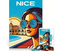 Puzzle da 1000 pezzi per ragazzi,Nizza,Negresco Hotel,Francia,stampa artistica da viaggio,taglio preciso,giocattolo stimolante per la mente,relax,attività per il compleanno (38x52cm)