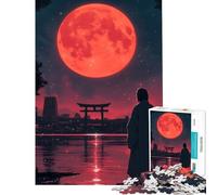 Puzzle da 1000 pezzi per ragazzi Notte di Luna Rossa Gioco pratico giapponese Gioco stimolante Giocattolo Regalo di compleanno Decorazione per la casa (Dimensioni 38x52cm)