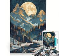 Puzzle da 1000 pezzi per ragazzi Notte stellata cime illuminate dalla luna gioco divertente allena la mente e la mano migliora l'amore tra le coppie 38x52cm