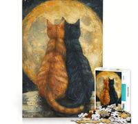 Puzzle da 1000 pezzi per ragazzi "Notte stellata con gatti" gioco divertente allena la mente e la manualità migliora l'amore tra le coppie 38x26cm