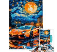 Puzzle da 1000 pezzi per ragazzi Notte stellata Lamborghini ideale per compleanni e Natale Gioco difficile per famiglie adatto a ragazzi dai 14 anni in su (50x75cm)