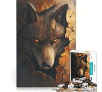 Puzzle da 1000 pezzi per ragazzi "Occhi dell'Eternità del Lupo", gioco per famiglie, divertente e umoristico, adatto come decorazione da scrivania 38x52cm