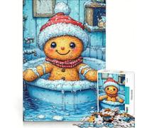 Puzzle da 1000 pezzi per ragazzi, omino di pan di zenzero in un bagno innevato, tema natalizio, gioco impossibile, attività divertenti da fare in casa, compleanno e Natale 50x75cm