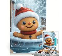 Puzzle da 1000 pezzi per ragazzi, omino di pan di zenzero nella vasca di neve, tema Natale, giochi educativi, analisi e logica, regalo di compleanno, regali 50x75cm