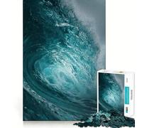 Puzzle da 1000 pezzi per ragazzi, onda oceanica turchese, taglio netto, gioco cognitivo divertente, gioco per il tempo libero, decorazione natalizia per la casa (38x26cm)