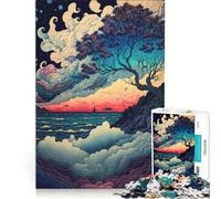 Puzzle da 1000 pezzi per ragazzi "Onde del tramonto" Giocattolo educativo Sfida impegnativa Ideale come regalo 38x52cm